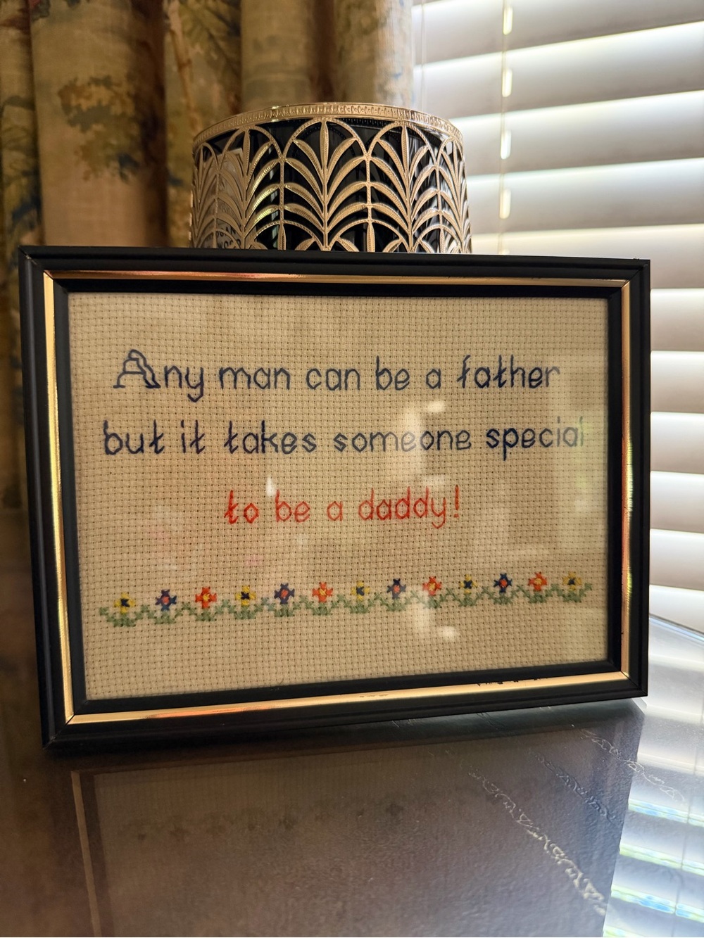 Vintage “dad” cross-stitch